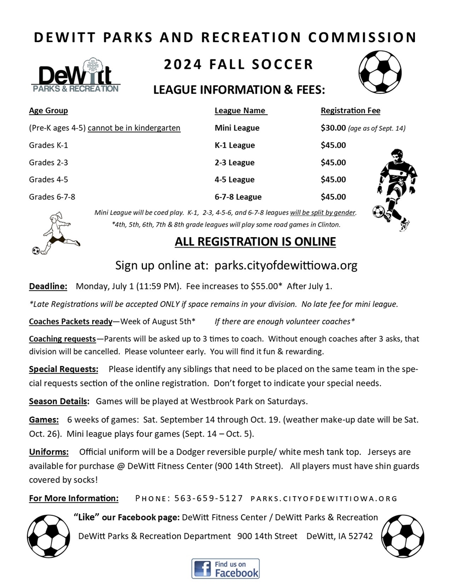 Youth Soccer DeWitt Parks & Recreation