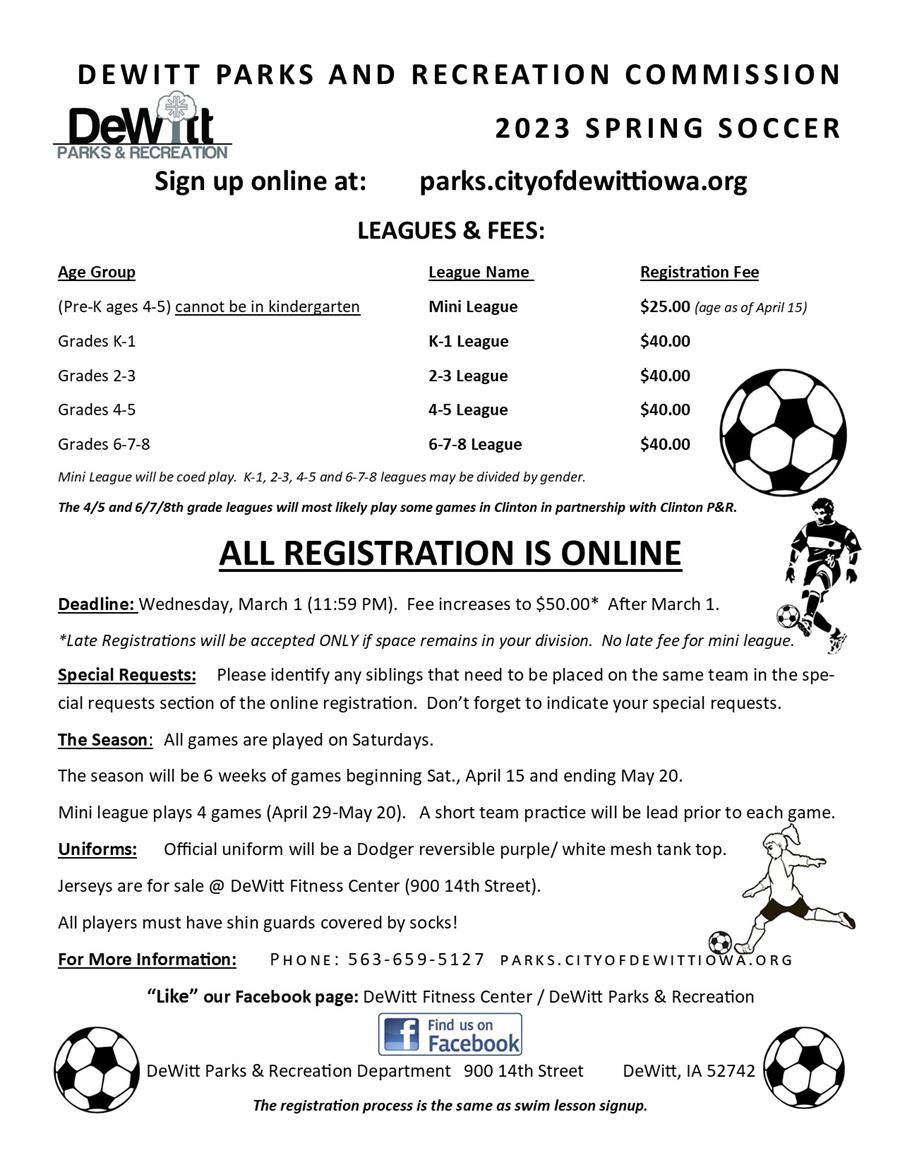 Youth Soccer DeWitt Parks & Recreation