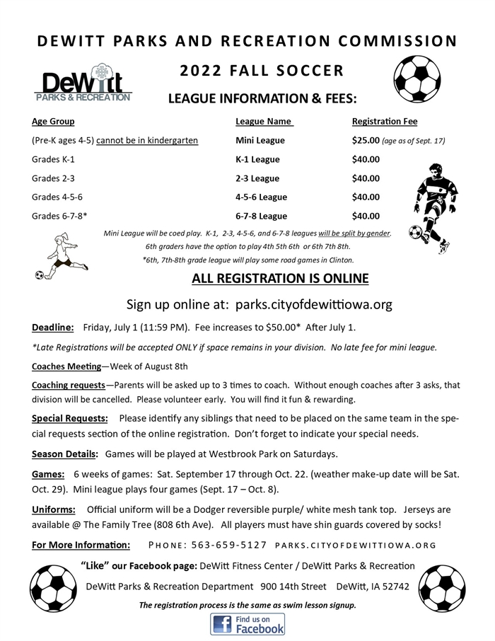 Youth Soccer DeWitt Parks & Recreation